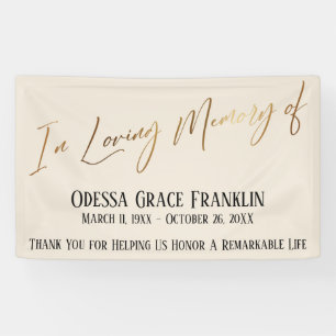 In Loving Memory of Gold Handwriting on Cream Banner