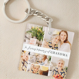 In Loving Memory of Grandma Modern Photo Collage Keychain