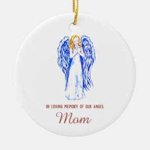 In Loving Memory of Mom Personalized Angel Ceramic Ornament
