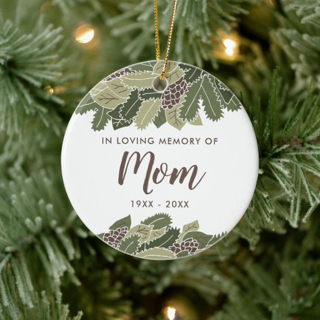 In Loving Memory of Mom Personalized Remembrance Ceramic Ornament (Tree)