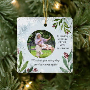 In Loving Memory of Mom Two Photo Memorial Tribute Ceramic Ornament
