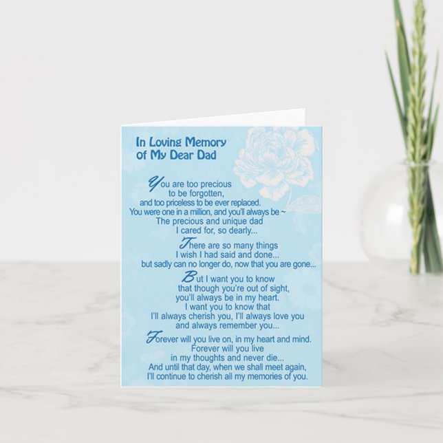 In Loving Memory Of My Dear Dad Sympathy Card (Front)
