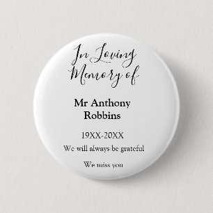 In Loving memory of name funeral memory keepsake 2 Inch Round Button