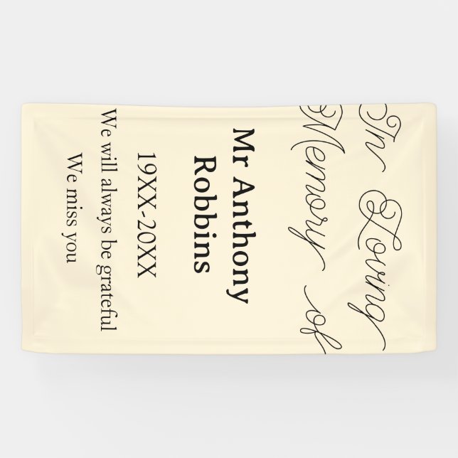 In Loving memory of name funeral memory keepsake Banner (Horizontal)