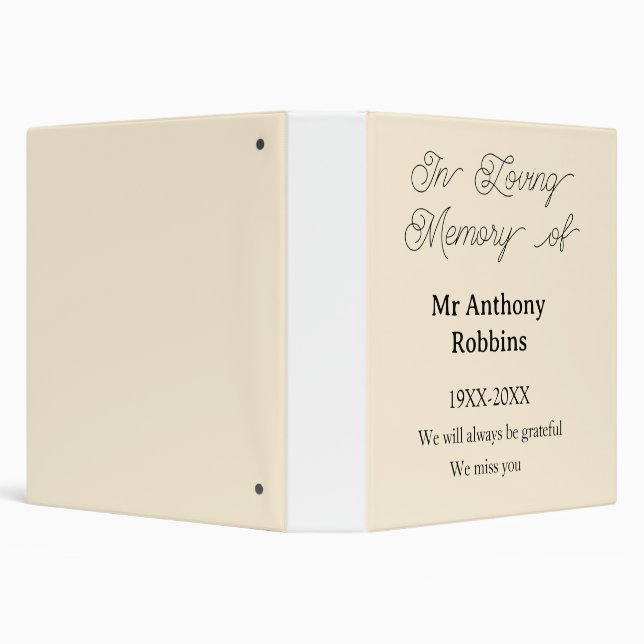 In Loving memory of name funeral memory keepsake Binder (Background)