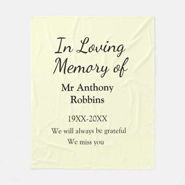 In Loving memory of name funeral memory keepsake Fleece Blanket (Front)