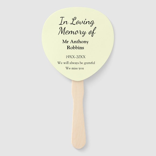 In Loving memory of name funeral memory keepsake Hand Fan (Front)