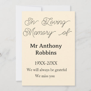In Loving memory of name funeral memory keepsake Invitation