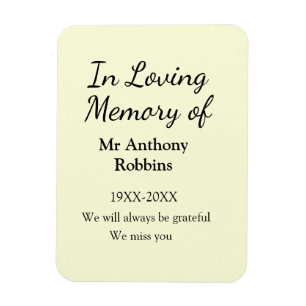 In Loving memory of name funeral memory keepsake Magnet