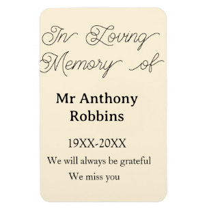 In Loving memory of name funeral memory keepsake Magnet