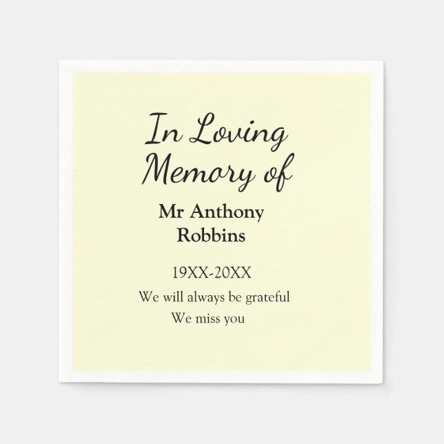 In Loving memory of name funeral memory keepsake Napkin (Front)
