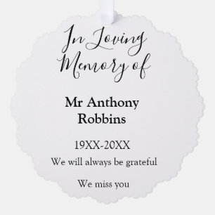 In Loving memory of name funeral memory keepsake Ornament Card