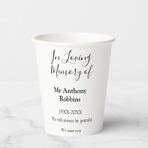 In Loving memory of name funeral memory keepsake Paper Cups