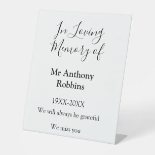In Loving memory of name funeral memory keepsake Pedestal Sign