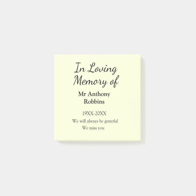 In Loving memory of name funeral memory keepsake Post-it Notes (Front)