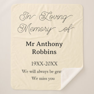 In Loving memory of name funeral memory keepsake Sherpa Blanket
