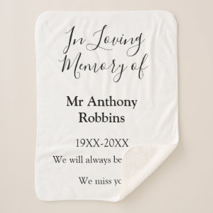 In Loving memory of name funeral memory keepsake Sherpa Blanket