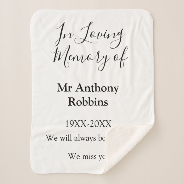 In Loving memory of name funeral memory keepsake Sherpa Blanket (Front)