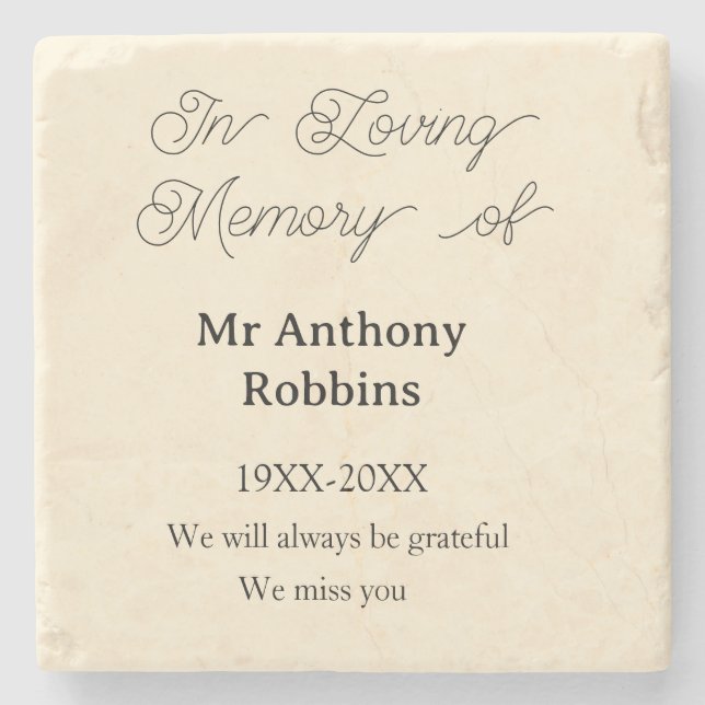 In Loving memory of name funeral memory keepsake Stone Coaster (Front)