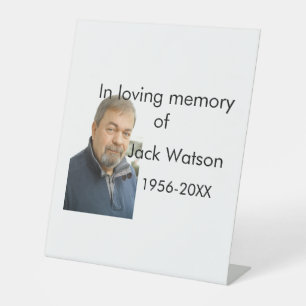 In loving memory of name year photo modern funeral pedestal sign