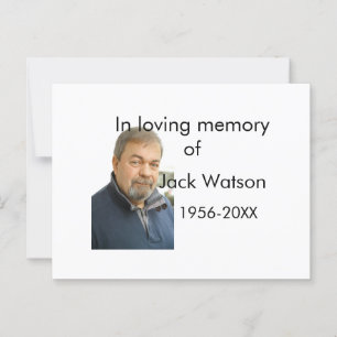 In loving memory of name year photo modern funeral postcard