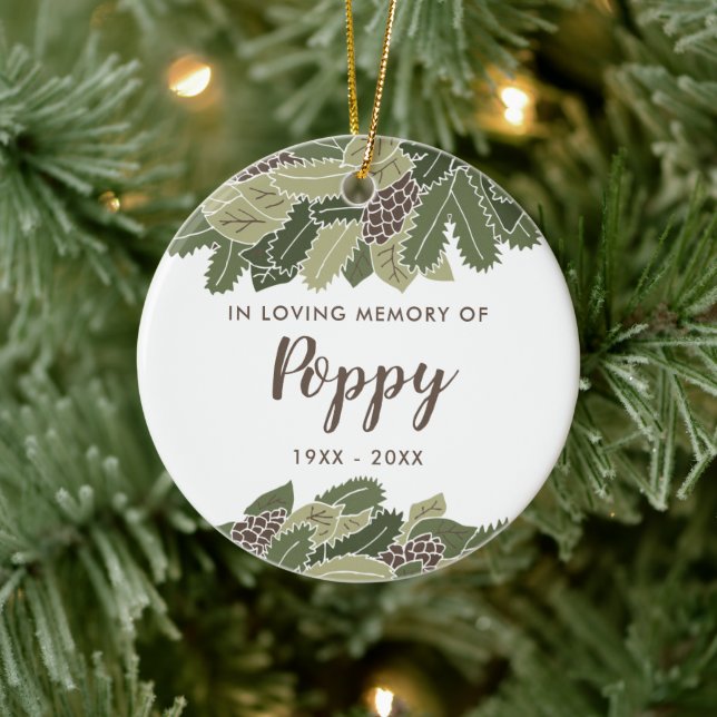 In Loving Memory of Poppy Personalized Grandpa Ceramic Ornament (Tree)