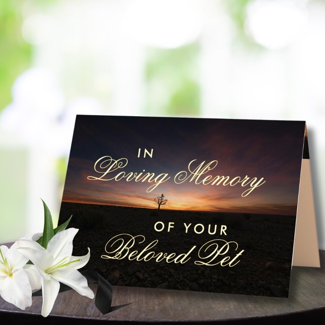 In Loving Memory of Your Beloved Pet Sunset Tree Foil Greeting Card (Creator Uploaded)