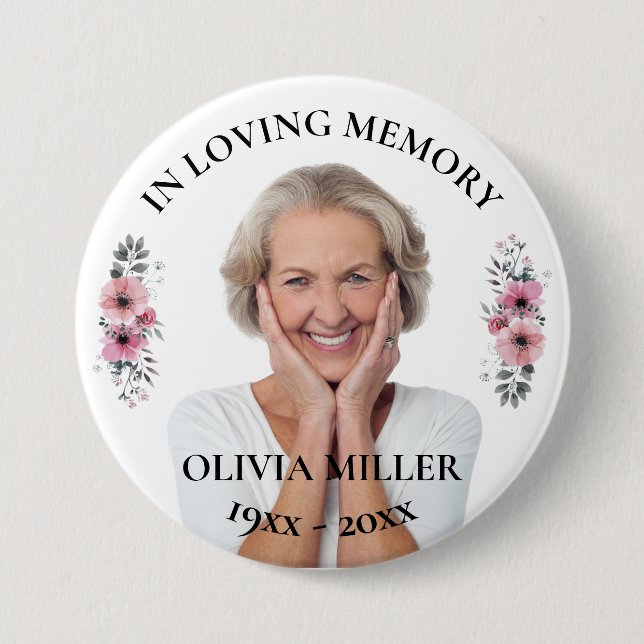 In Loving Memory. Personalize Photo Button (Front)