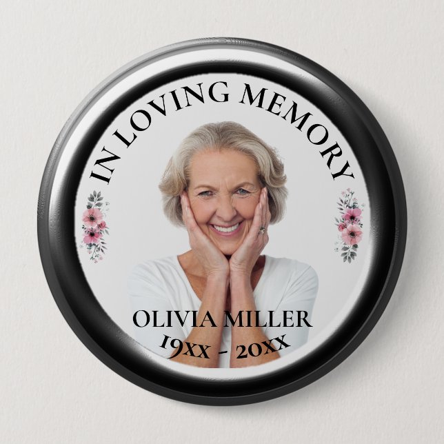 IN LOVING MEMORY. Personalize Photo Button (Front)