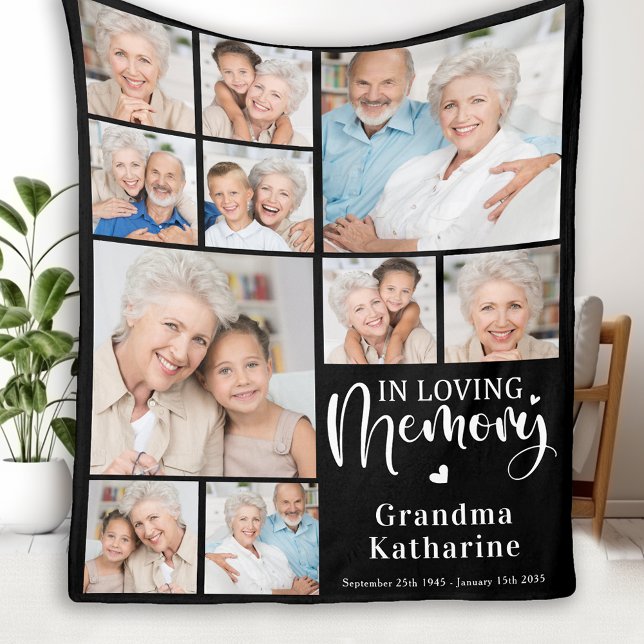 In Loving Memory Personalized 10 Photo Collage Fleece Blanket (Creator Uploaded)
