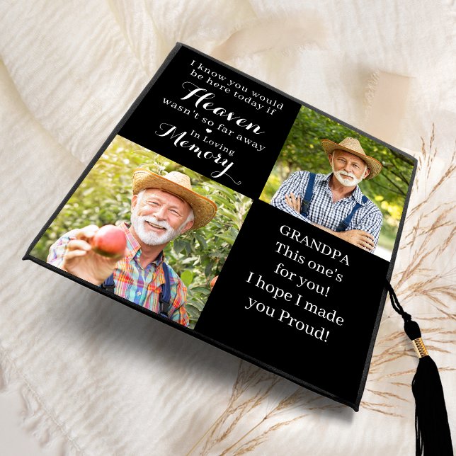 In Loving Memory Personalized 2 Photo Graduate  Graduation Cap Topper (Creator Uploaded)
