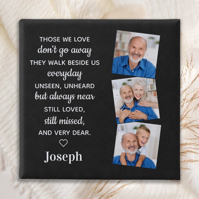 In Loving Memory Personalized 3 Photo Memorial 2 Inch Square Button (Creator Uploaded)