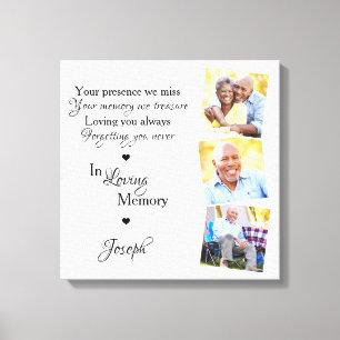 In Loving Memory Personalized 3 Photo Memorial Canvas Print