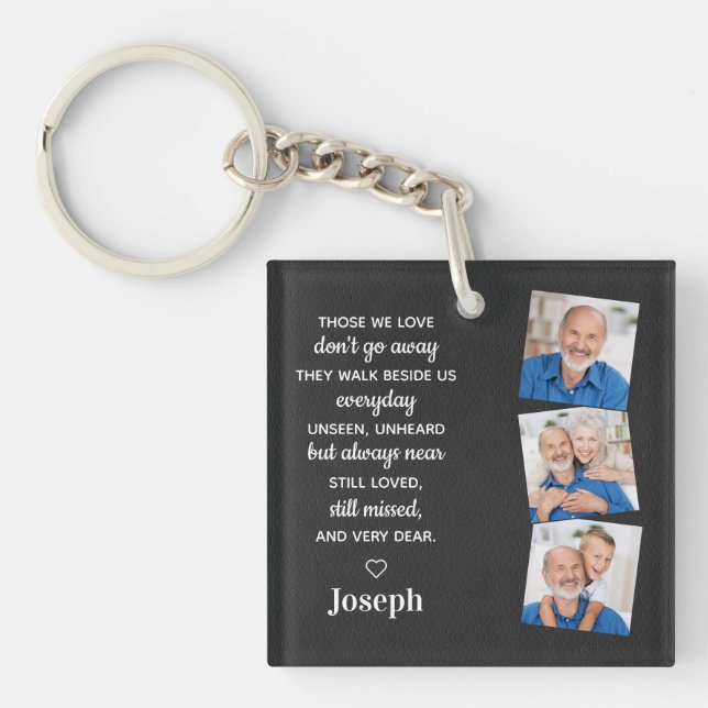 In Loving Memory Personalized 3 Photo Memorial Keychain (Front)