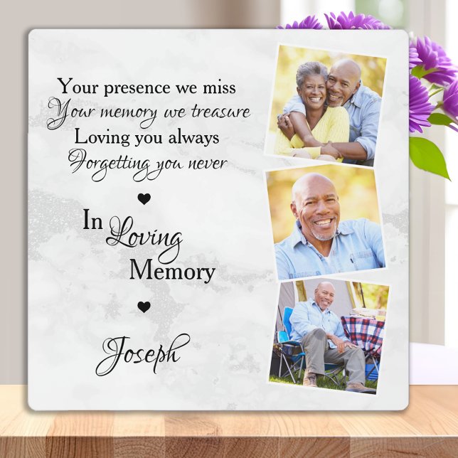 In Loving Memory Personalized 3 Photo Memorial Plaque (Creator Uploaded)