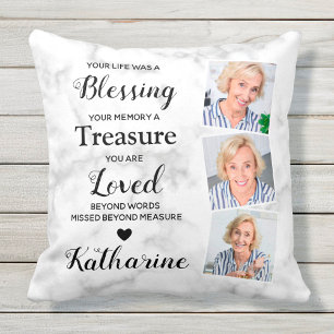 In Loving Memory Personalized 3 Photo Memorial Throw Pillow
