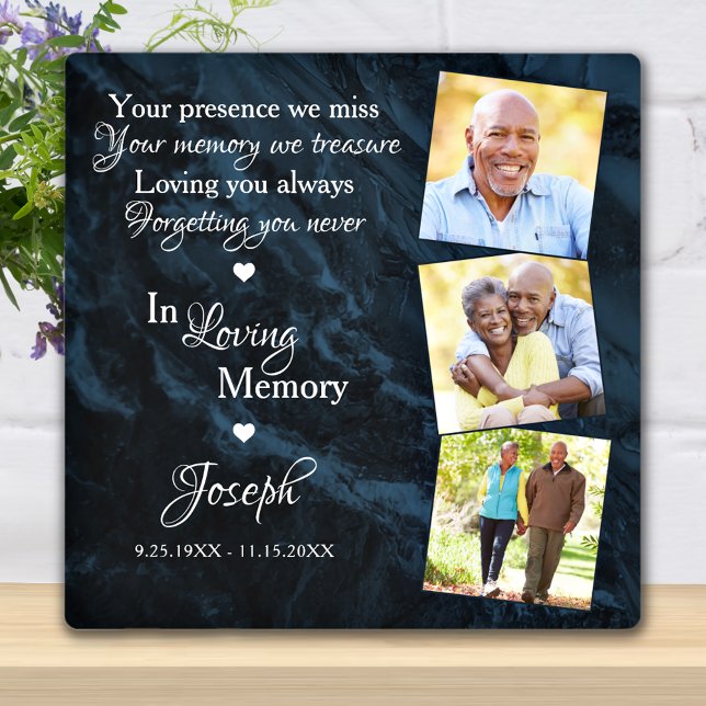 In Loving Memory Personalized 3 Picture Memorial Plaque (Creator Uploaded)