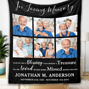 In Loving Memory Personalized 6 Photo Memorial Fleece Blanket