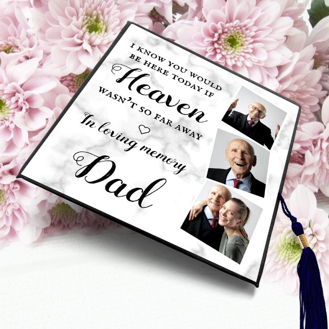 In Loving Memory Personalized Dad Photo Collage Graduation Cap Topper (Creator Uploaded)