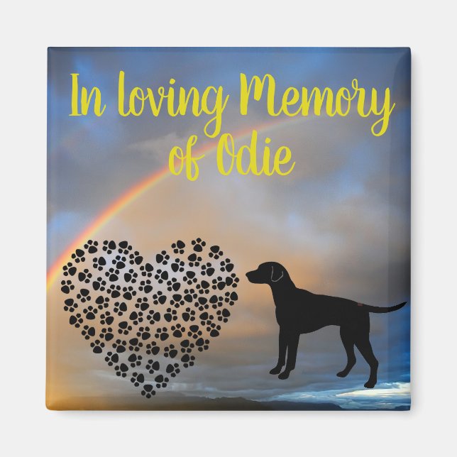 In Loving Memory Personalized Name Memorial Dog Magnet (Front)