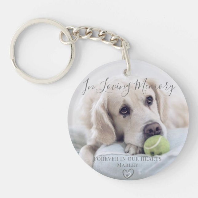 In Loving Memory Personalized Pet Loss Gift Photo Keychain (Front)