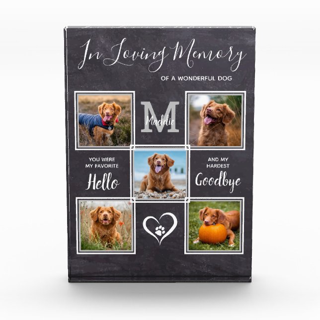 In Loving Memory Personalized Pet Loss Memorial Photo Block (Front)