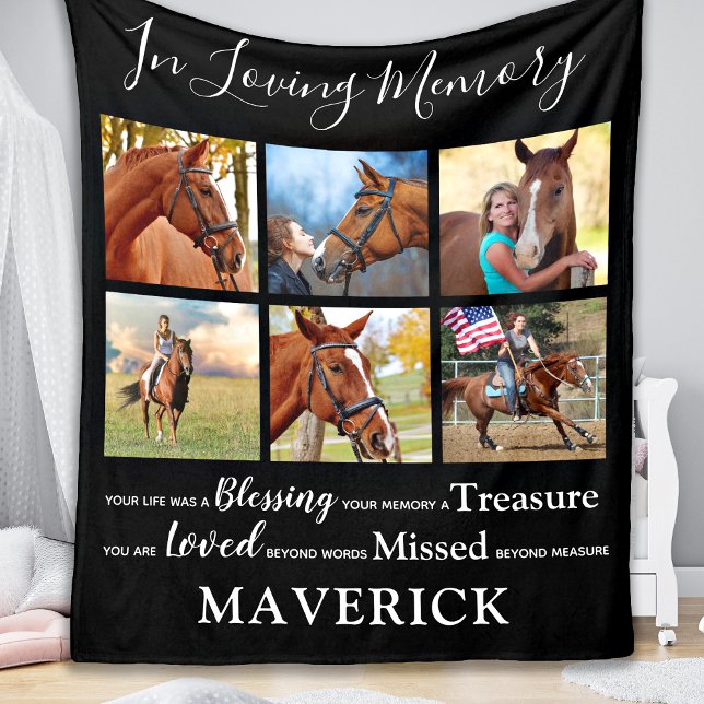 In Loving Memory Personalized Pet Memorial Horse Fleece Blanket (Creator Uploaded)