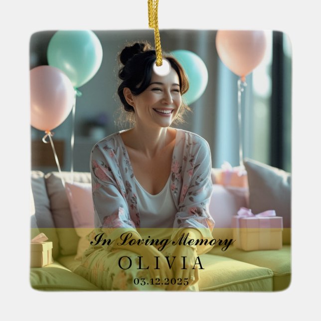 In Loving Memory Personalized Photo Ceramic Ornament (Front)