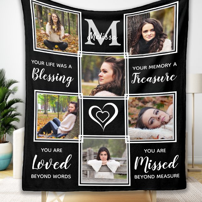 In Loving Memory Personalized Photo Collage Fleece Blanket (Creator Uploaded)