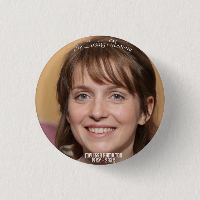 In Loving Memory Personalized Photo Funeral 1 Inch Round Button (Front)