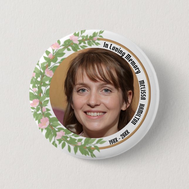 In Loving Memory Personalized Photo Funeral  2 Inch Round Button (Front)