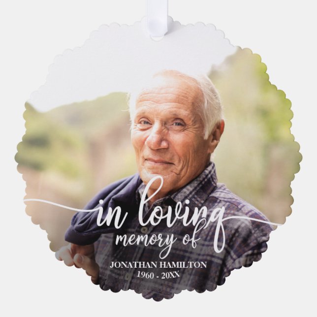 In Loving Memory Personalized Photo Memorial Ornament Card (Front)