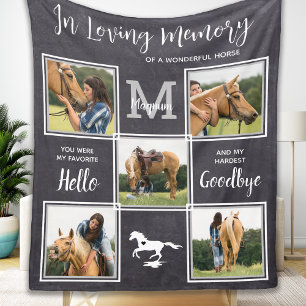 In Loving Memory Pet Horse Memorial Photo Collage Fleece Blanket