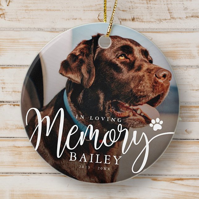 In Loving Memory Pet Memorial Modern Simple Photo Ceramic Ornament (Creator Uploaded)